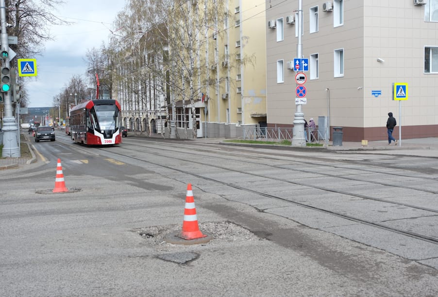 В Перми ремонтируют улицу Максима Горького